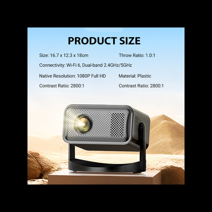 Vision Max™ Slimme Full HD-projector met automatische scherpstelling  1080p, Wi‑Fi 6, 360°