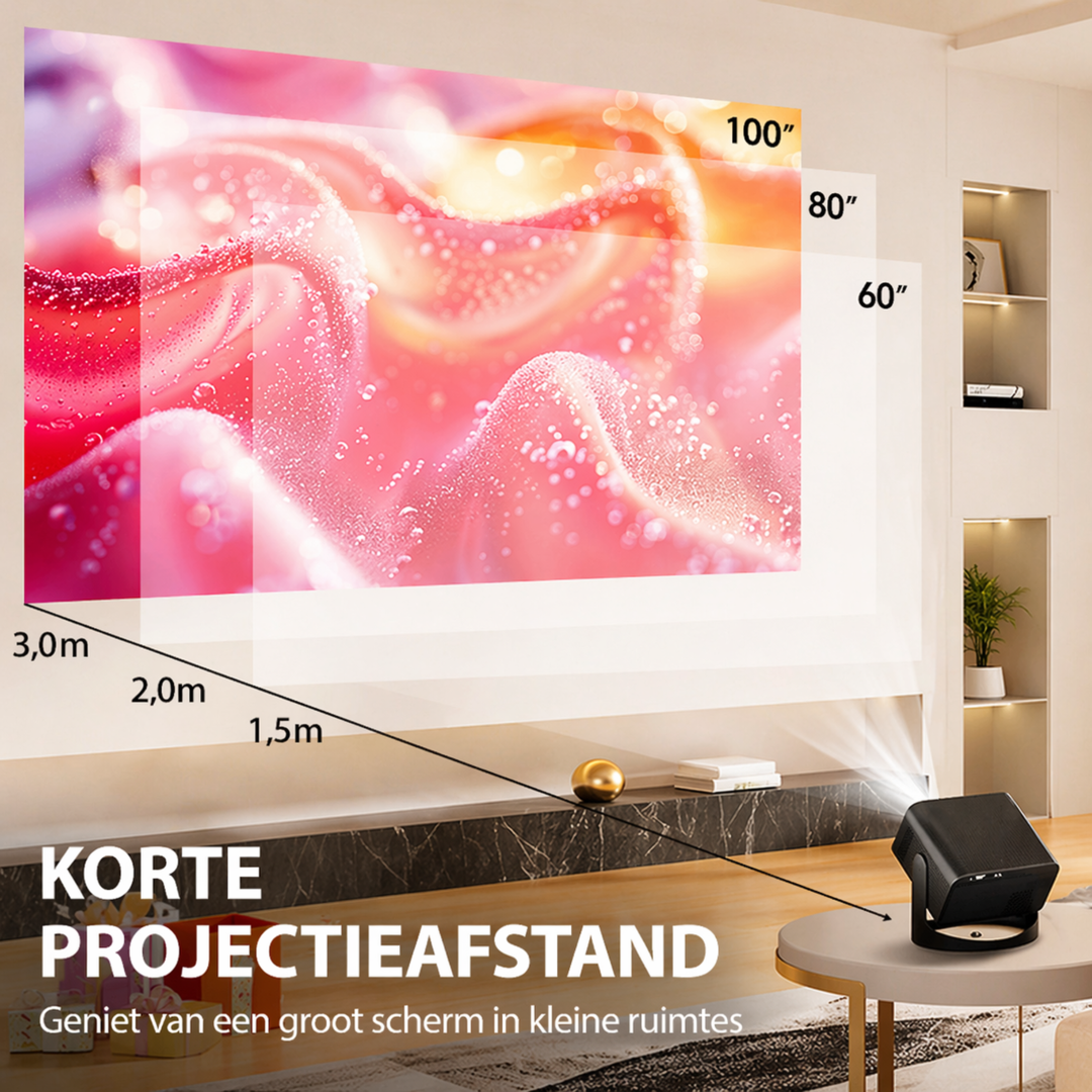Vision Max™ Slimme Full HD-projector met automatische scherpstelling  1080p, Wi‑Fi 6, 360°
